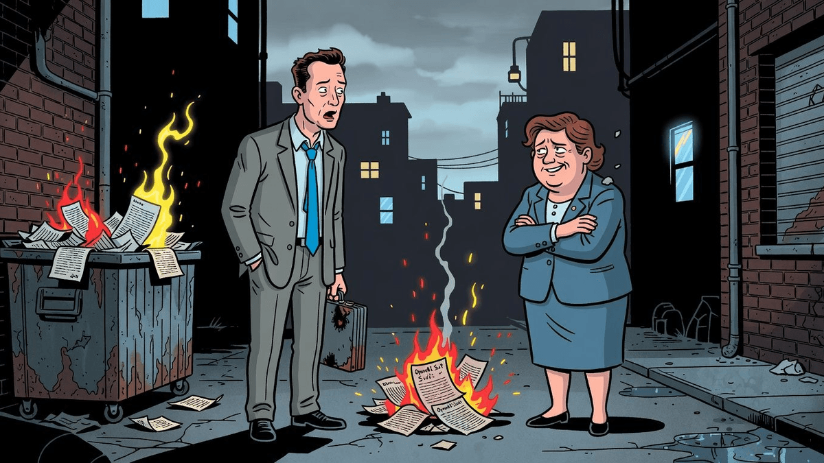 Absurdity Audit: Musk's Delayed OpenAI Suit Gets Unanimously Torched — Tech satirical illustration · SPICY tier · Roast Station editorial
