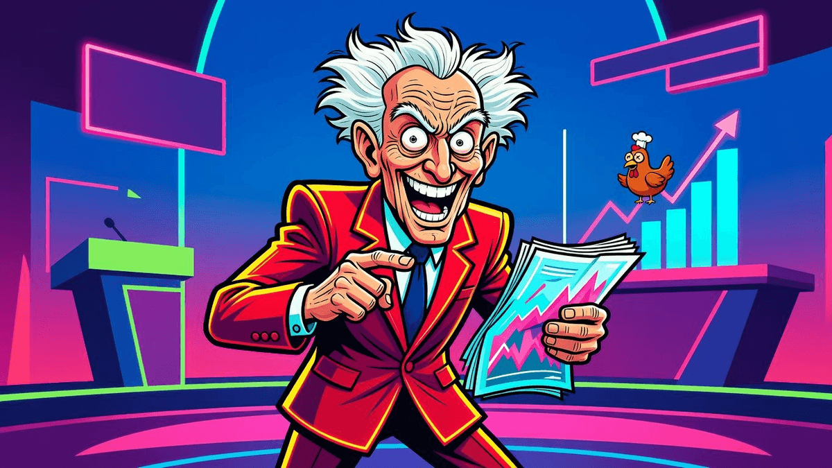 80-Year-Old VC Predicts AI Bloodbath — Tech satirical illustration · SPICY tier · Roast Station editorial