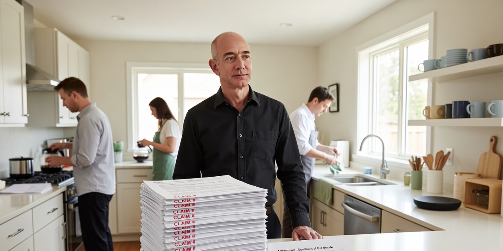 Amazon Reinstated Forced Arbitration After 75,000 Echo Claims — Tech satirical illustration · SPICY tier · Roast Station editorial