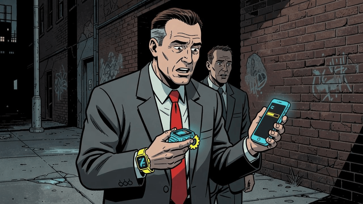 Apple's watchOS 27: Siri AI Edition, Same Old Delays — Tech satirical illustration · SPICY tier · Roast Station editorial