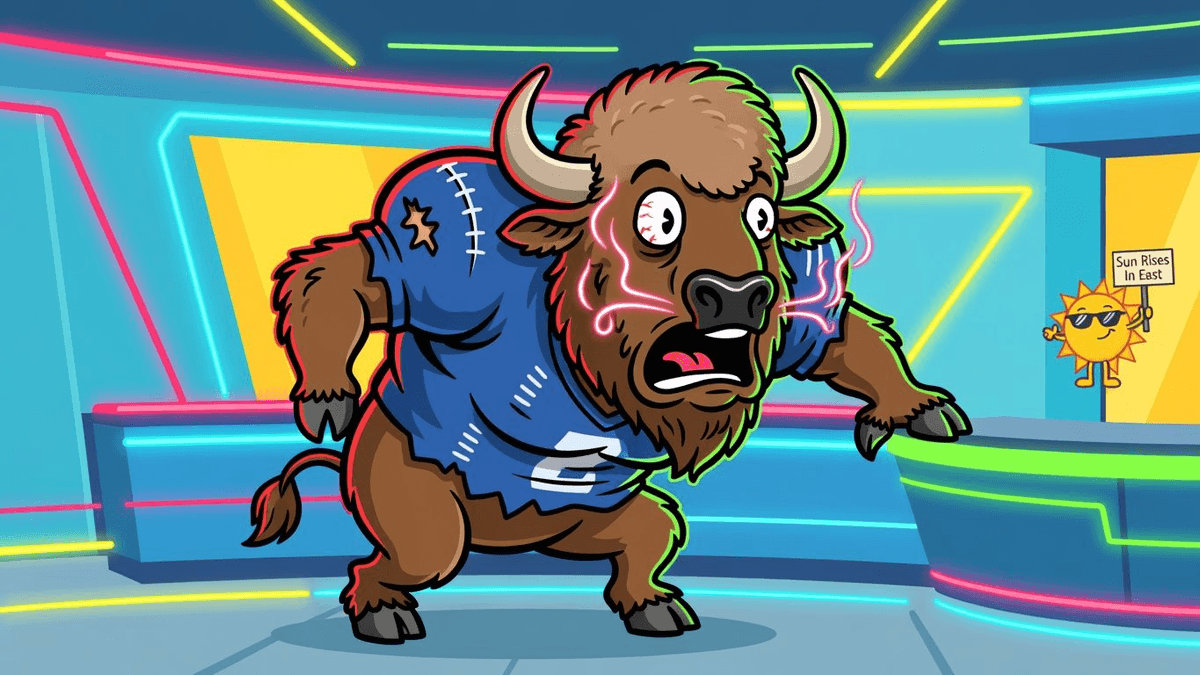 Buffalo Loses To Boston, Sun Rises In East — Sports satirical illustration · SPICY tier · Roast Station editorial