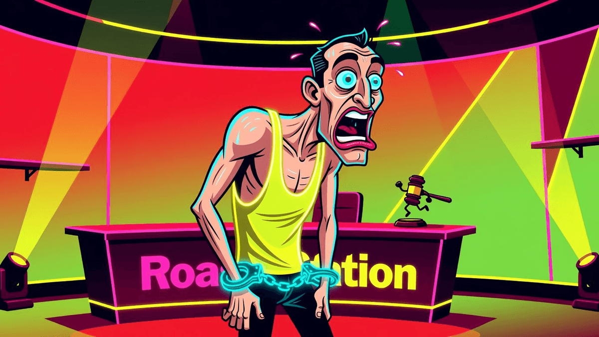 Clavicular Looksmaxxer Cuffed in Florida — Sports satirical illustration · SPICY tier · Roast Station editorial
