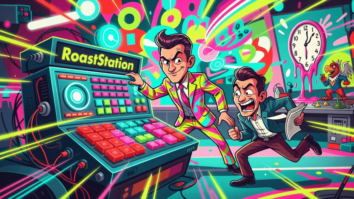 Clockwork's Rattlecreek Grab Exposes Warner Bros Hype Machine — Entertainment satirical illustration · SPICY tier · Roast Station editorial