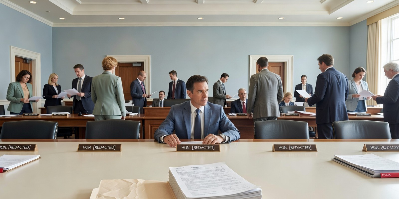 Congress Held a Hearing to Learn What It Already Passed — Politics satirical illustration · SPICY tier · Roast Station editorial