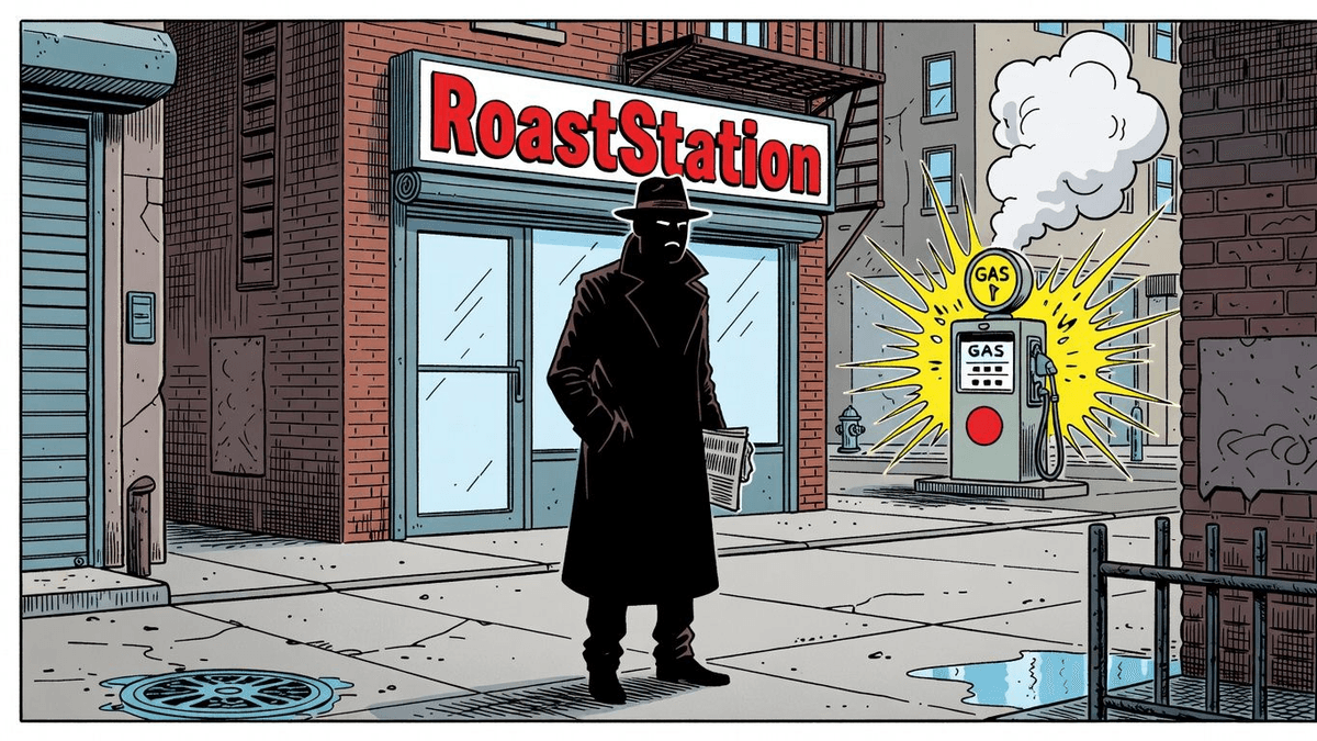 Fed Holds Rates While Gas Explodes — Politics satirical illustration · SPICY tier · Roast Station editorial