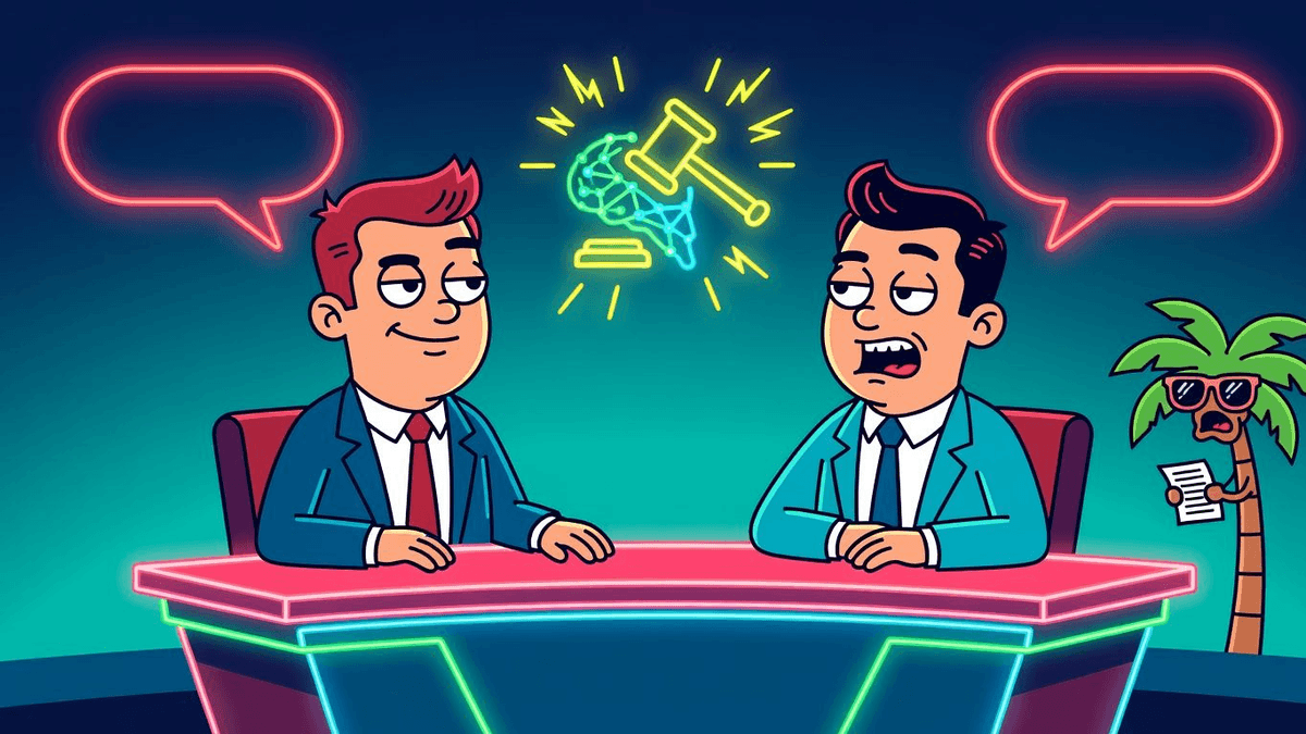 Florida's First-of-Its-Kind Lawsuit Audits ChatGPT's Influence — Tech satirical illustration · MEDIUM tier · Roast Station editorial