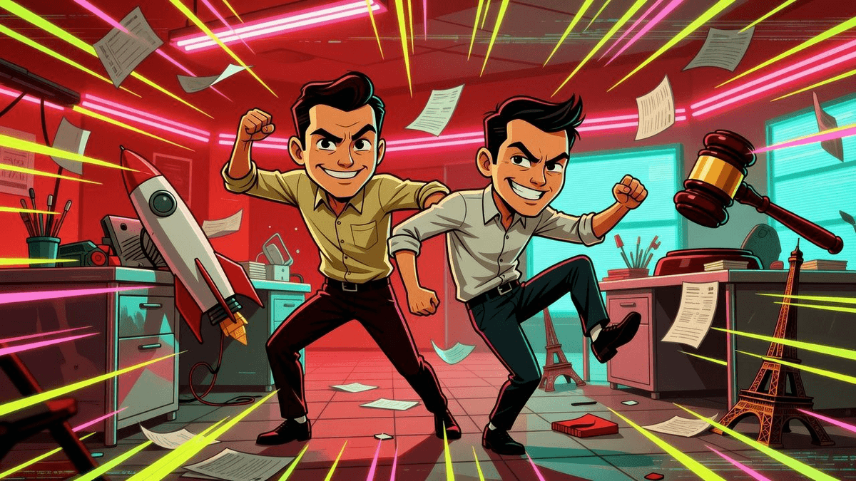 French Startup Scrapping Rocket Name Over Trademark Tantrum — Tech satirical illustration · SPICY tier · Roast Station editorial