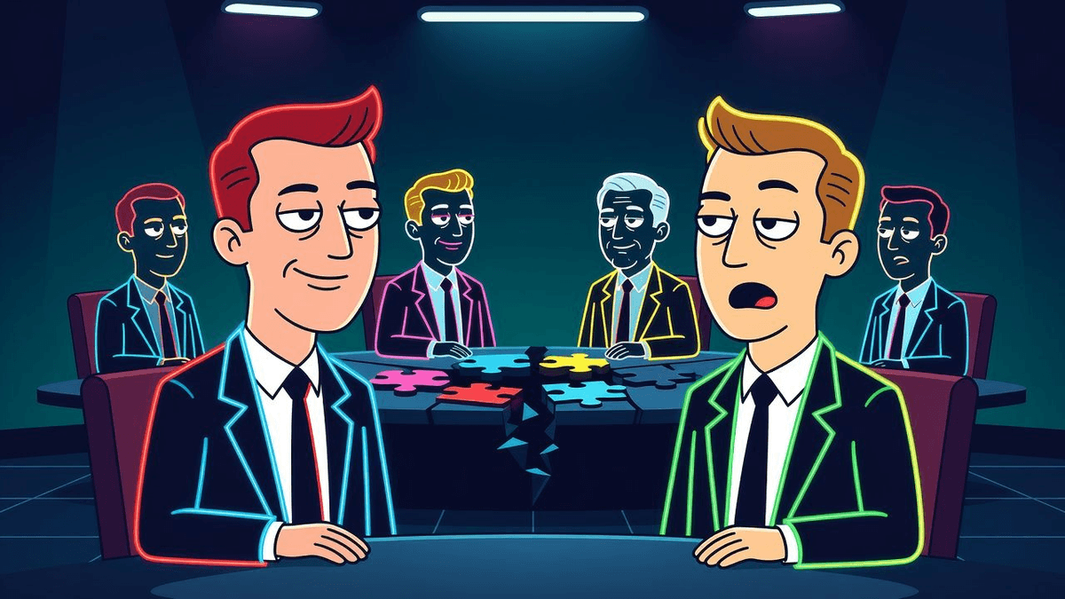 G7's Diplomatic Gathering Now Symbolizes Open Fragmentation — Politics satirical illustration · MEDIUM tier · Roast Station editorial