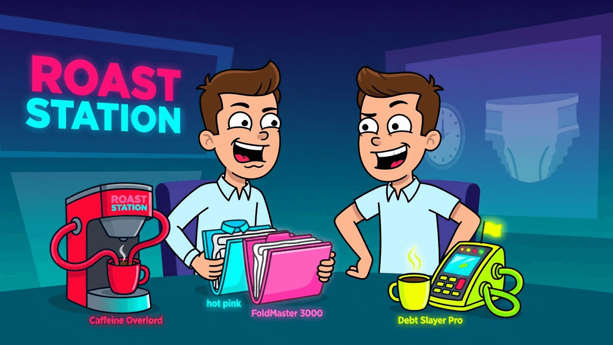 Gadgets That Make Your Adulting Feel Like a Win — Tech satirical illustration · MEDIUM tier · Roast Station editorial