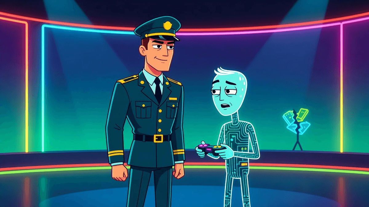 General Intuition Bets Millions on Gameplay Fixing AI — Tech satirical illustration · MEDIUM tier · Roast Station editorial
