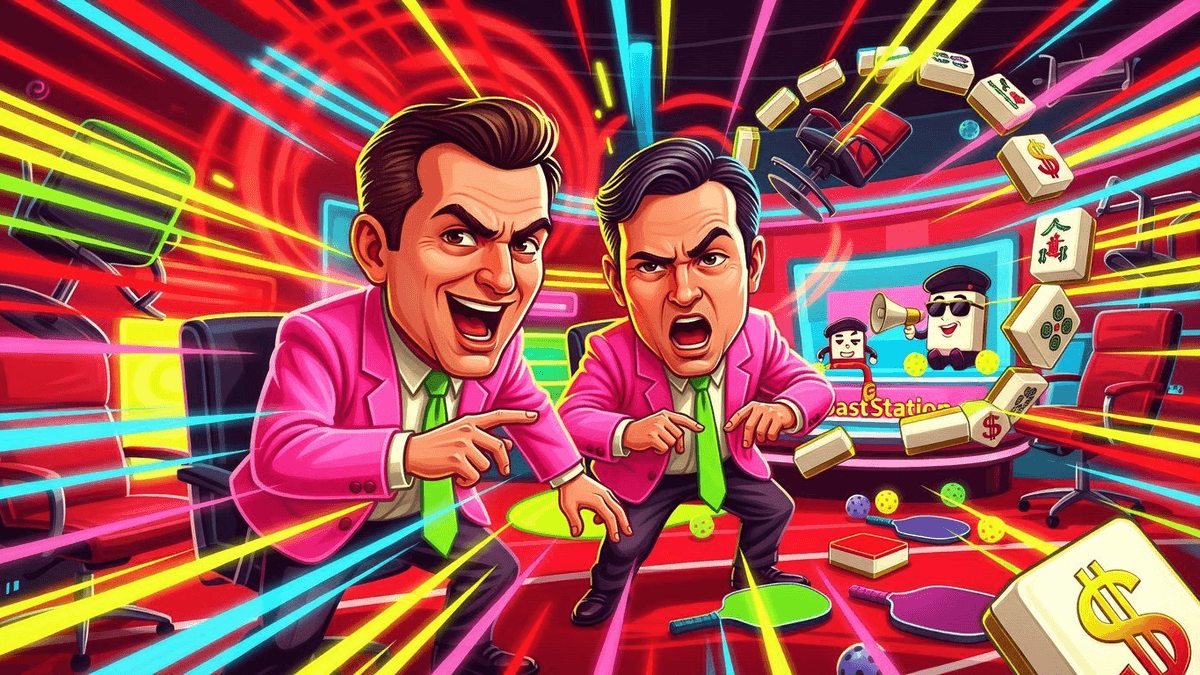 Hollywood Ditches Pickleball for $20K Mahjong Tiles — Entertainment satirical illustration · SPICY tier · Roast Station editorial