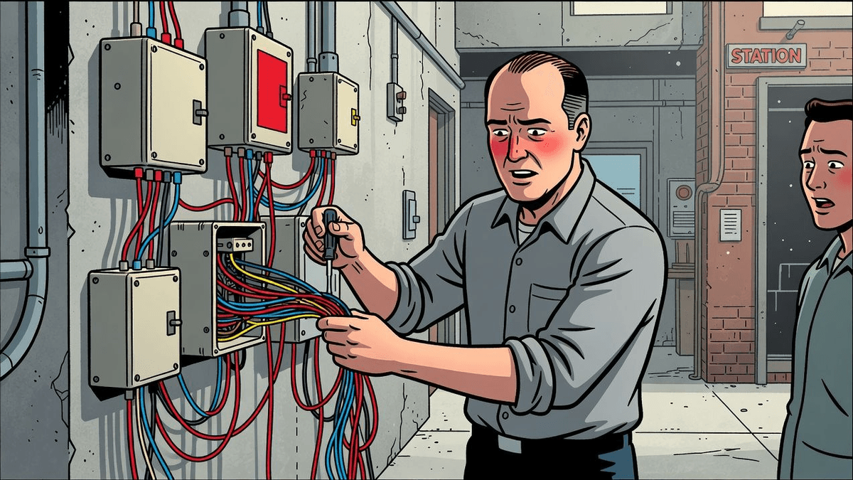 Hue Audits Your Dumb Lights With Wired Wall Modules — Tech satirical illustration · SPICY tier · Roast Station editorial