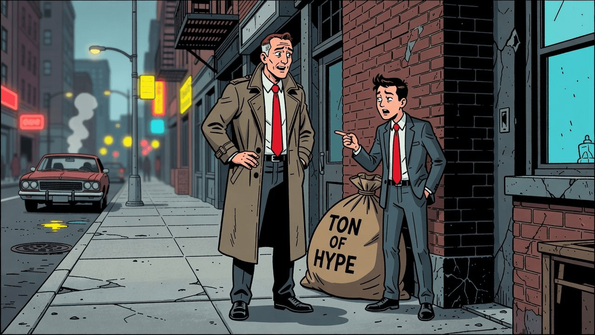 Interpol's Ton of Hype Lands at Partisan — Entertainment satirical illustration · SPICY tier · Roast Station editorial
