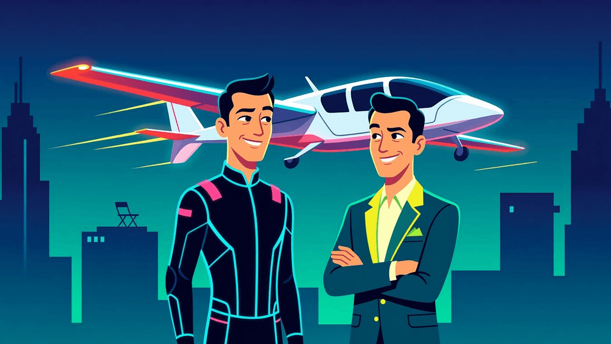 Joby Demoed Its Electric Aircraft Over Manhattan—Seats Still Empty — Tech satirical illustration · MEDIUM tier · Roast Station editorial