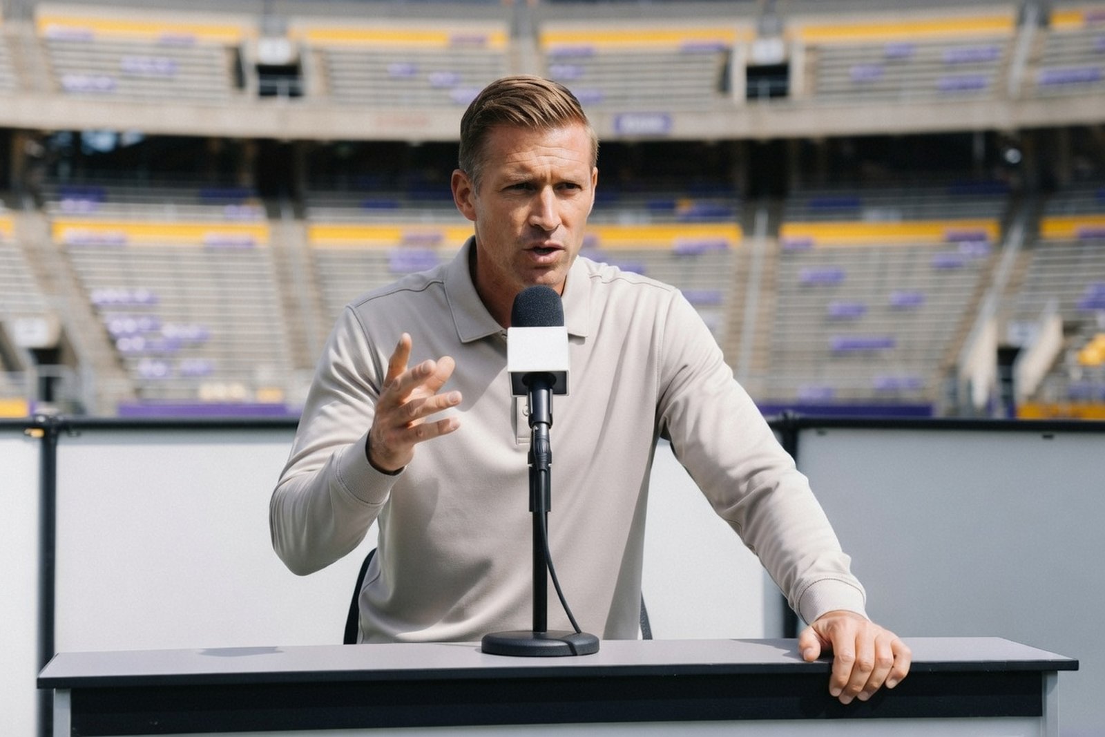 Kiffin Folded on GameDay in Baton Rouge — Sports satirical illustration · SPICY tier · Roast Station editorial