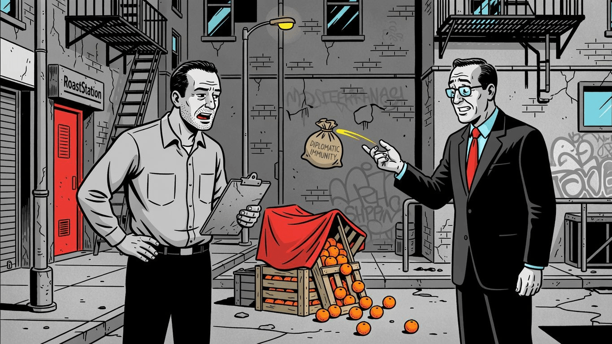 Mediterranean Shipping Takes Projectiles, Calls It Diplomacy — World satirical illustration · SPICY tier · Roast Station editorial