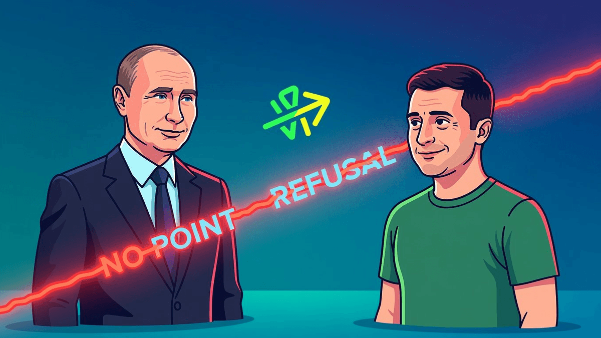Putin's 'No Point' Line Decodes as Refusal to Face Zelensky — Politics satirical illustration · MEDIUM tier · Roast Station editorial