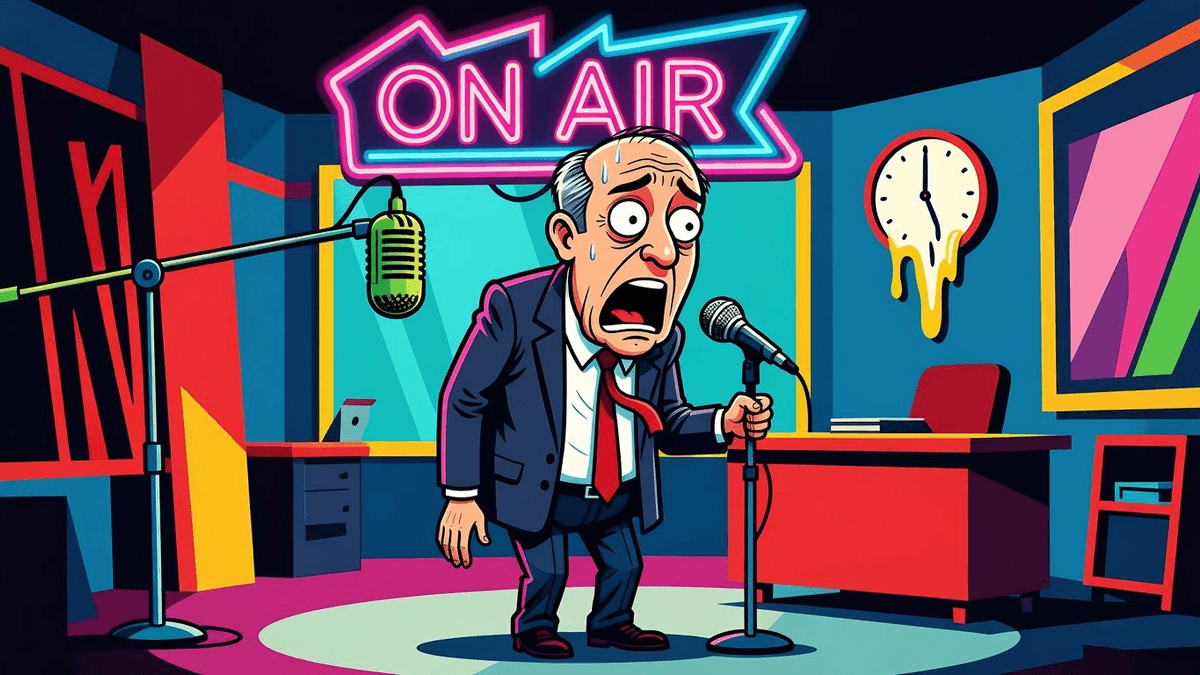 Reuters Business: Where Excitement Goes to Die — World satirical illustration · MEDIUM tier · Roast Station editorial