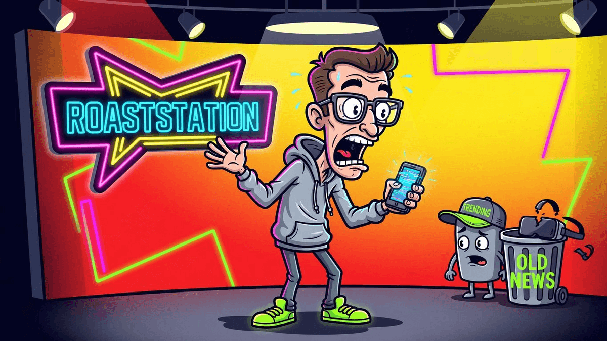 Skull-Vibes on Sale: Tech's Lamest 'Trending' News — Tech satirical illustration · MEDIUM tier · Roast Station editorial