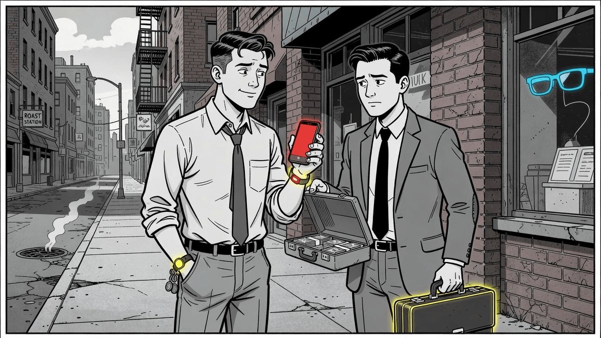 Stanford Grads Pocket $11M for Hormone-Tracking Wearable You'll Pay to Use — Tech satirical illustration · SPICY tier · Roast Station editorial