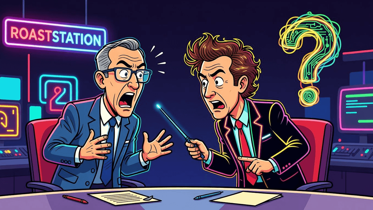 Tech Giants May Face Consequences, Experts Unsure What Those Are — Tech satirical illustration · SPICY tier · Roast Station editorial