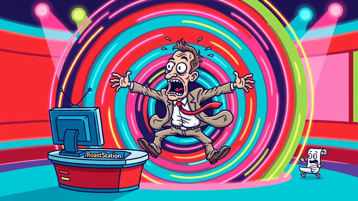 The Hindu's Infinite News Vortex Sucks You In — Sports satirical illustration · SPICY tier · Roast Station editorial