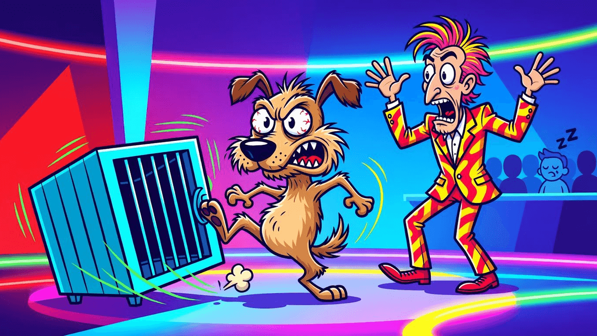 TMZ's 'Disturbing' Scoop: Celeb Dog Zepa Kicks the Kennel — Tech satirical illustration · SPICY tier · Roast Station editorial