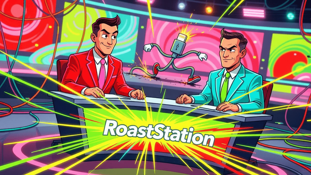 Toyota Calls PHEV Charging Stats 'Encouraging' — Tech satirical illustration · SPICY tier · Roast Station editorial