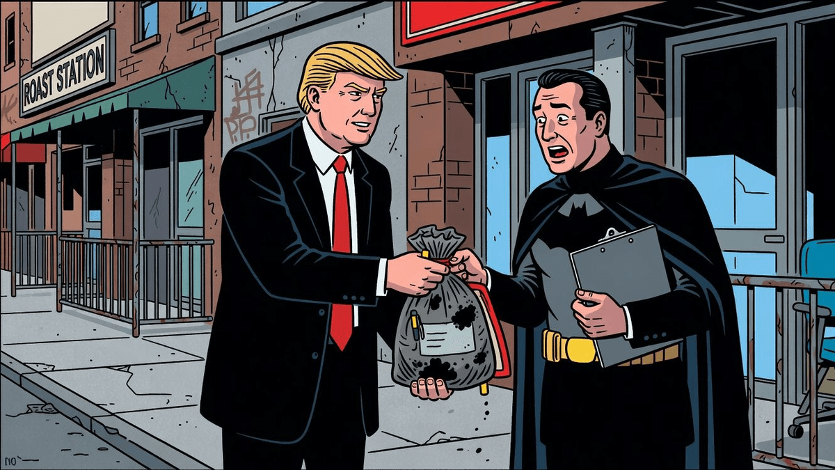 Trump Hands Coal Ash Monitoring to States — Politics satirical illustration · SPICY tier · Roast Station editorial