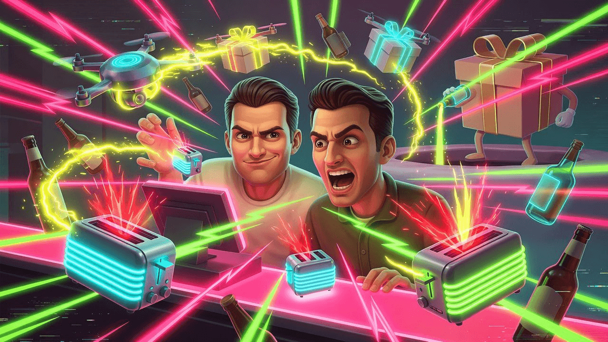 Verge Gift Guide Recommends Gadgets Over Fathers' Actual Drinks — Tech satirical illustration · SPICY tier · Roast Station editorial