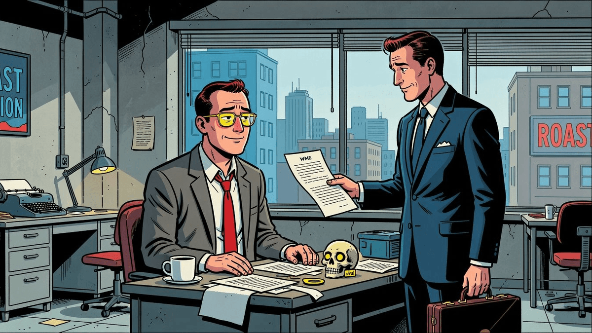 Viral Horror Filmmaker Phillips Trades Clicks for WME — Entertainment satirical illustration · SPICY tier · Roast Station editorial
